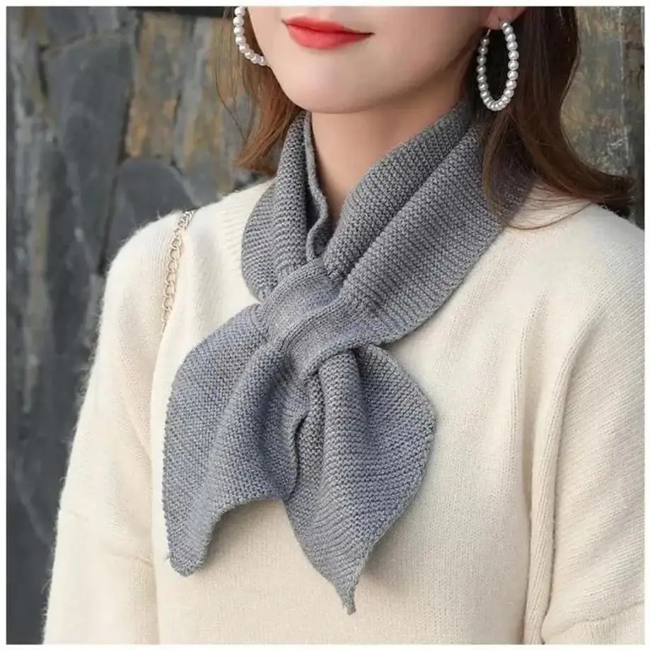 1 Pcs Women Casual Cross Fishtail Scarf Straps Shawl Ladies Autumn Winter Scarf Soft Neck Scarf Girls Knitted Sweater Bowtie