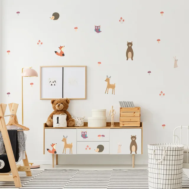 Transform your space with charming and eco-friendly 6pcs Nordic Cartoon DIY Wall Stickers