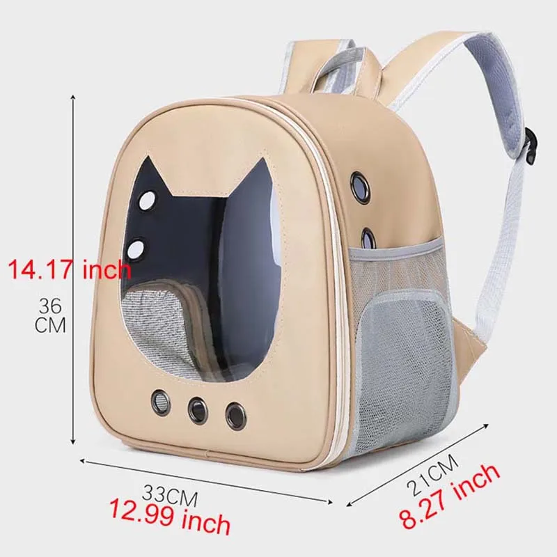 Cat Carrier Bag PU Portable Travel Outdoor Backpack for Cat Small Dogs Transparent Breathable Carrying Shoulder Bag pet carrier backpack pet bag pet carrier bag Pet Supplies