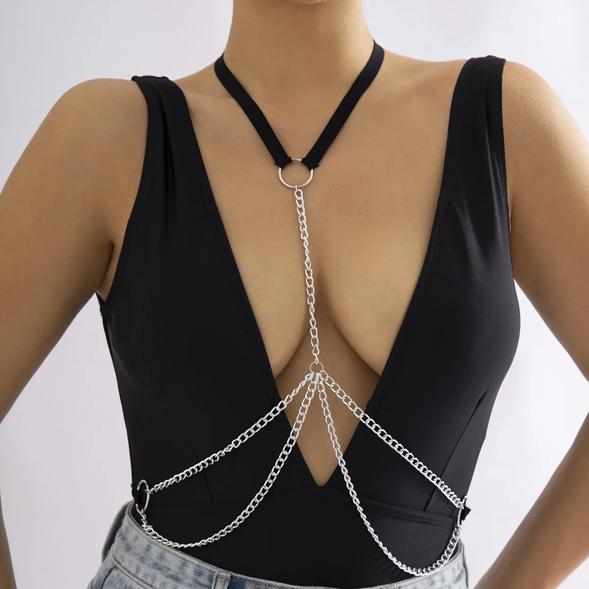 Leather Chain Harness Body Chain Bra Goth Punk Sexy Chain Top Women Body  Jewelry Summer Festival Fashion Rave Outfit-brown