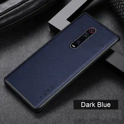 Luxury Cross Pattern Leather Case - Premium Protective Cover for Mi 9T (Dark blue)