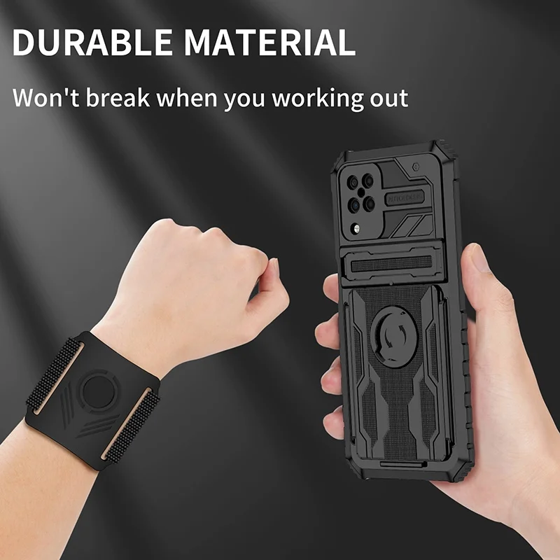 New Heavy Duty Armor For Samsung Galaxy A12 A13 5G A03s A02s Wristband Sport Shockproof Casing Stand Holder CASE Cover