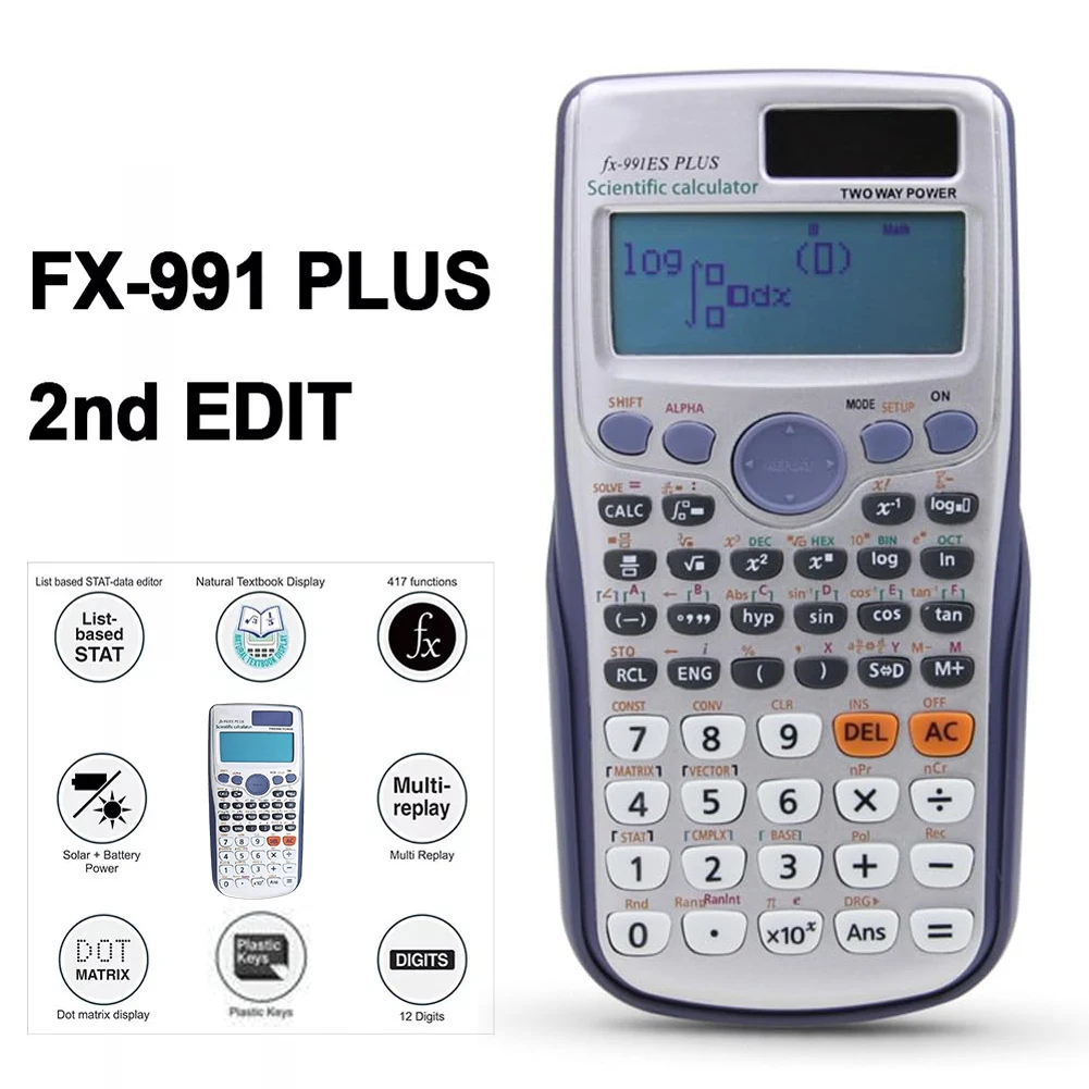 FX-991/991EX/FX-82MS Scientific Calculator Original Digital Large Display For High School University Solar scientific calculator