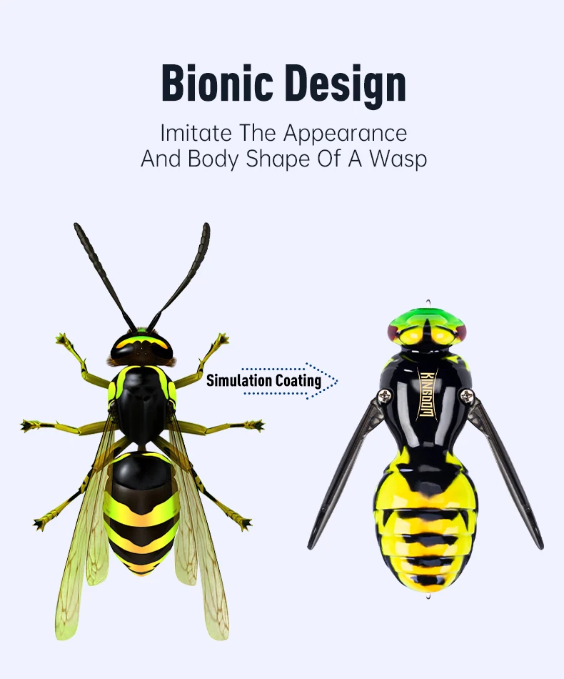 Kingdom Wasp Angelköder, 4,2 g, 6,6 g, 40 mm, 48 mm, bionisches Insekt, schwimmender Angelköder, harte künstliche Köder, Barsch, Karpfen, Hechtangeln – Detail 3