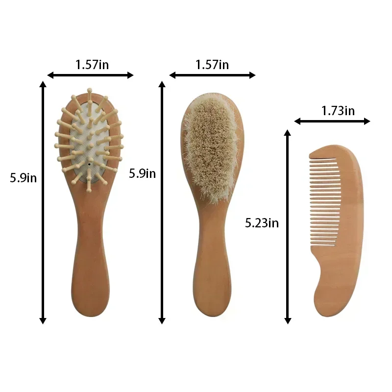 Baby Natural Wooden Boys Girls Soft Wool Hair Brush Head Comb Infant Head Massager Portable Bath Brush Comb for Kids Wool hair brush comb,hair comb,hair comb set