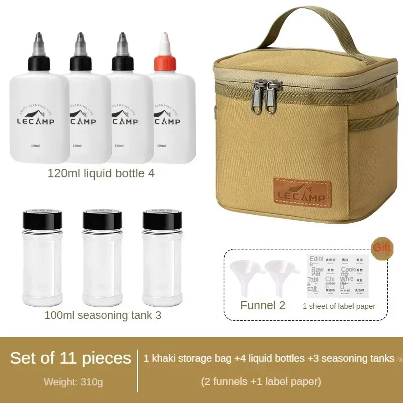 Outdoor camping Seasoning Dispenser Spice Containers Camping seasoning jar Camping Spice Kit Set with Travel Storage Bag 5