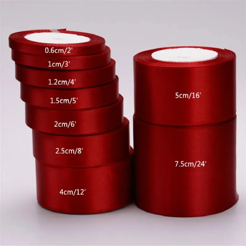 Luxurious Wine Red Satin Silk Ribbon - Perfect for Gift Wrapping & Crafting