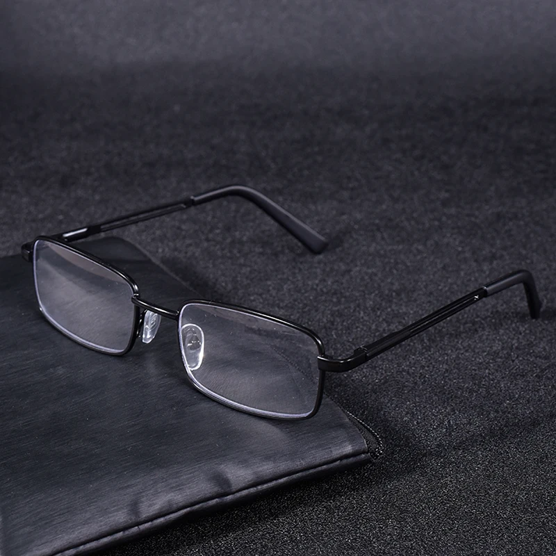 Vintage Square Metal Eyeglasses with Blue Light Blocking Clear Lenses