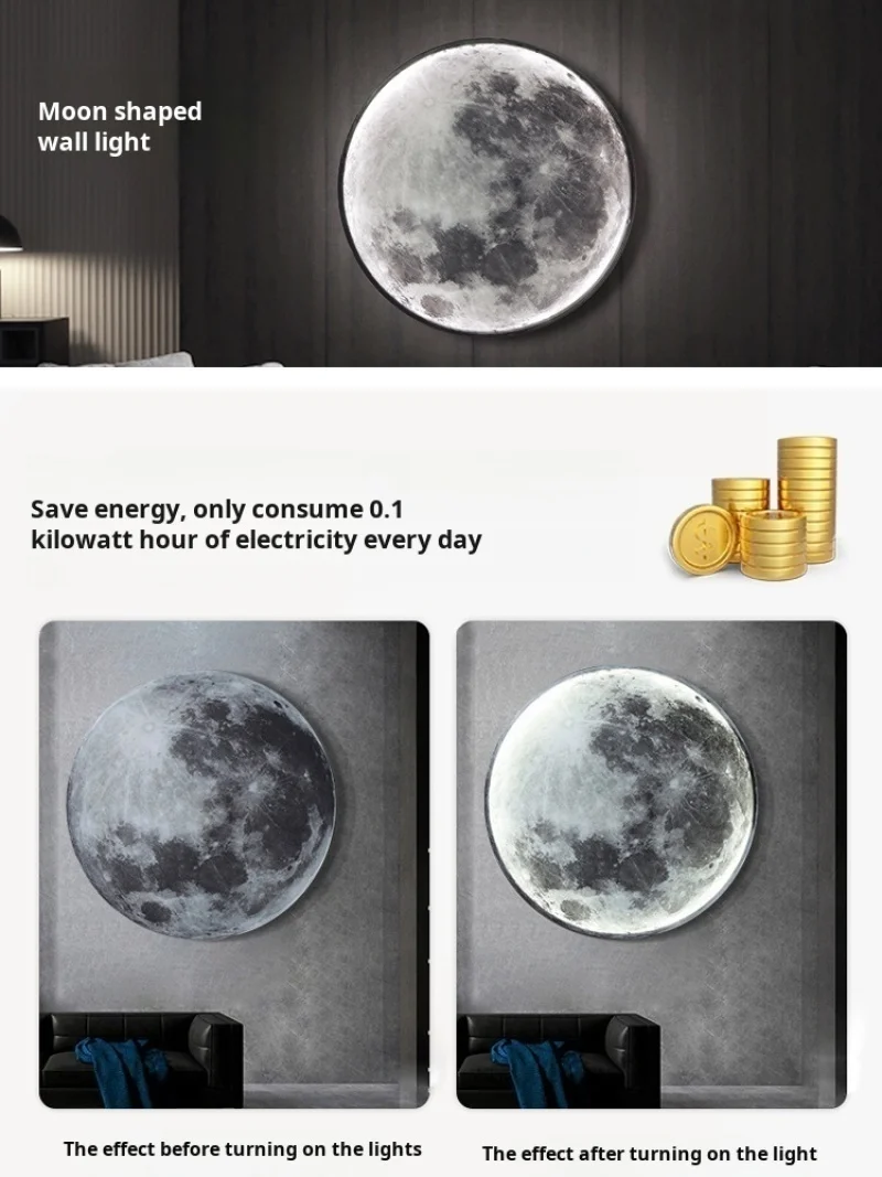 Light Luxury Wall Lamp Decorative Lamp Moon Bedroom Bedside Lamp Background Wall Mural Lamps