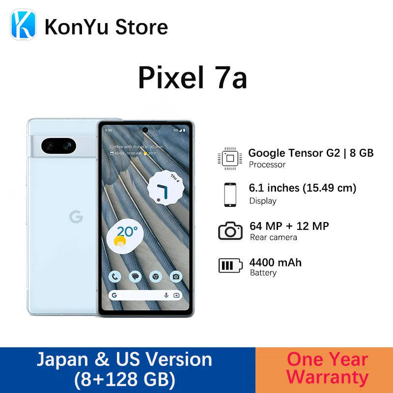  Brand New Original Google Pixel 7a Google Tensor G2 6.1 inches 64 MP + 12 MP 4400 mAh Google Smart Phone 