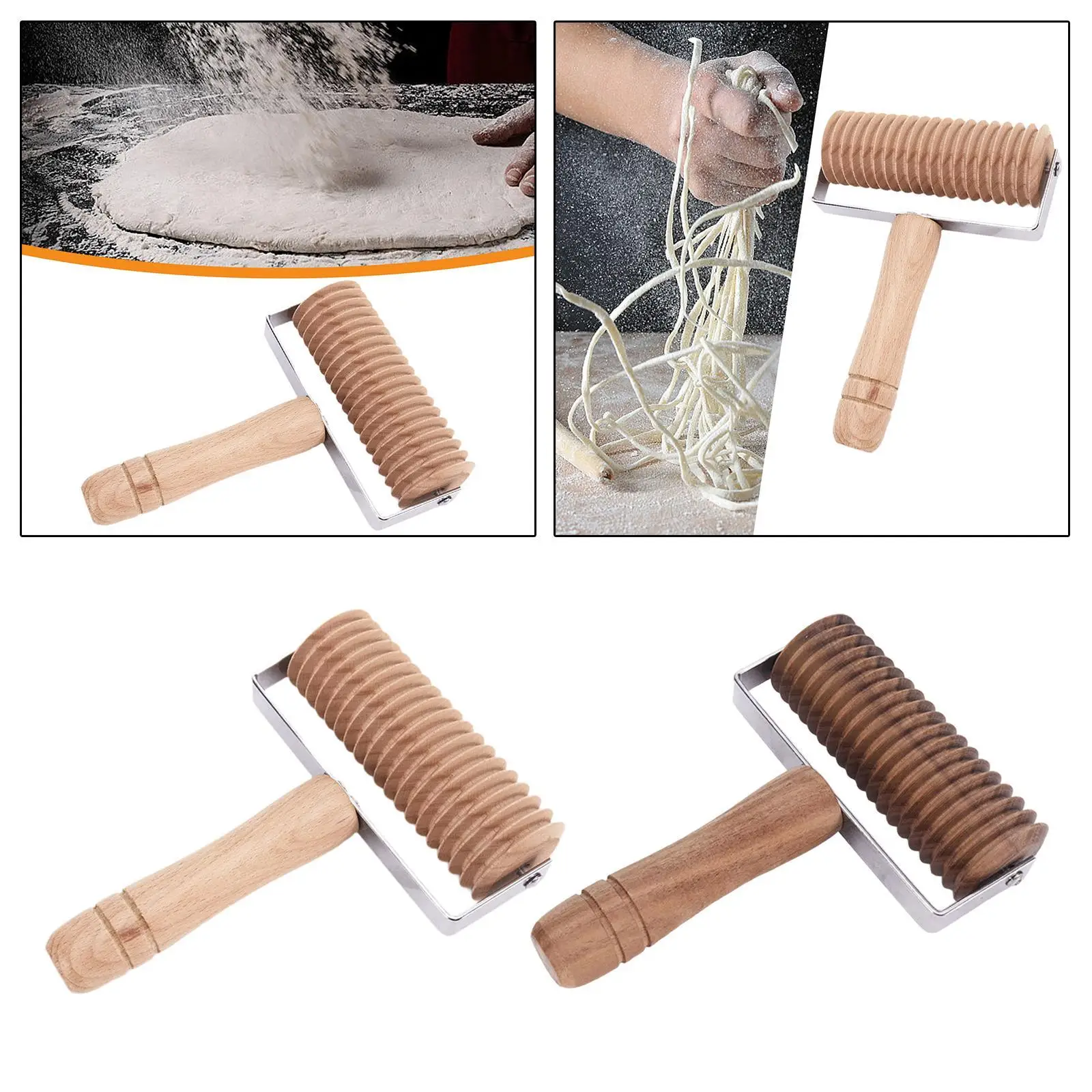 Wooden Pasta Cutter Comfort Handle Docker Kitchen Utensils Cooking Tools Pasta Roller Noodle Lattice Roller for Home Restaurant
