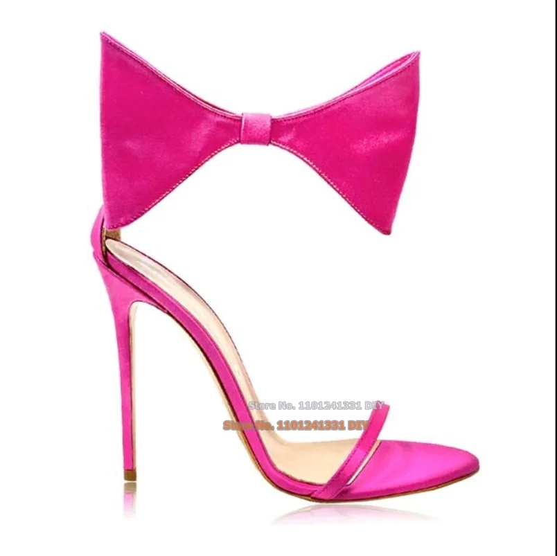 

Женские атласные босоножки с бантом, красные или Зеленые босоножки на тонком каблуке, с ремешком на щиколотке и большим бантом, выразительные летние классические туфли