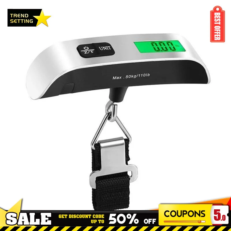 Digital Luggage Scale, 110lbs Hanging Baggage Scale with Backlit LCD  Display, Portable Suitcase Weighing Scale, Travel Luggage Weight Scale,  Strong