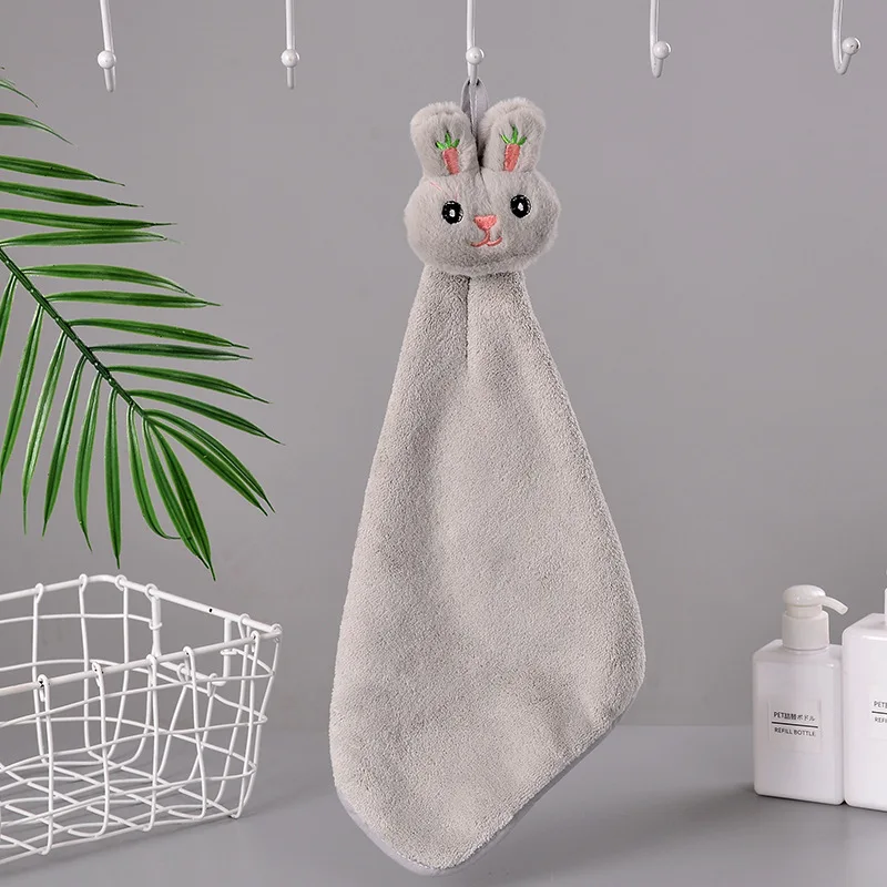 Cartoon Rabbit Wipe Hand Towel Soft Thicken Coral Fleece Super Absorbent Quick Dry Children Terry For Kitchen Bathroom quick drying towel