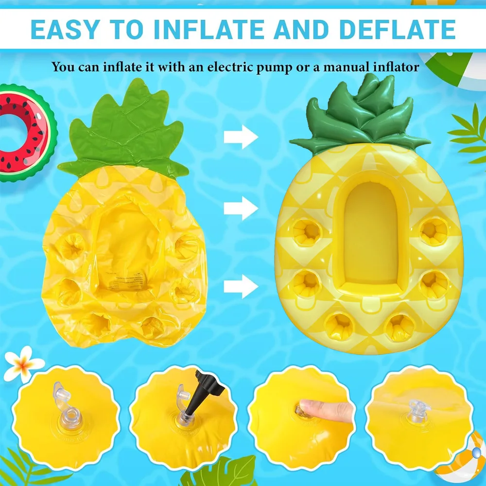 Floating Table Water Ice Bar Summer Party Ice Bag Pineapple & Avocado Shape Cup Holder Swimming Pool Inflatable Float Bucket