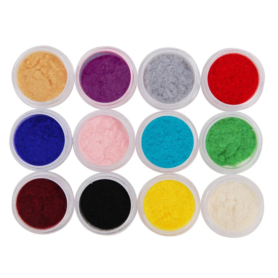 Nail Art Velvet Pigment Flocking Powder 12 Colors For Creative Nail Tips DIY Decoration Winter Nails