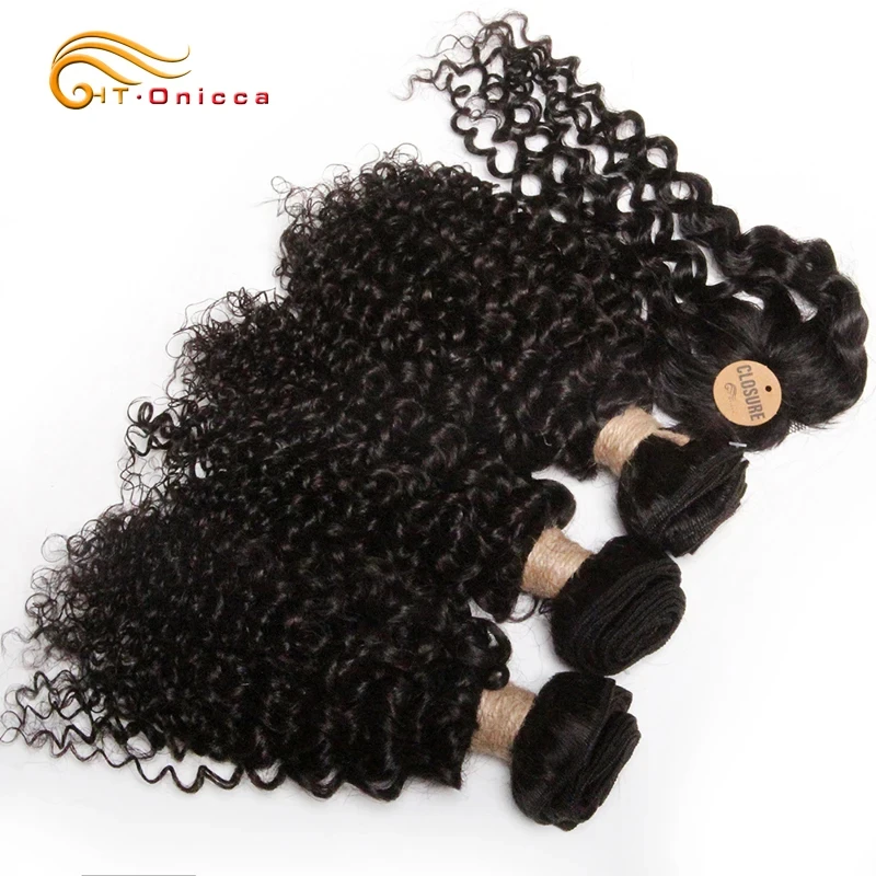 Human Hair Bundles Kinky Curly Bundles With Closure Natural Human Hair Bundles Short Brazilian Hair With Circular Closure