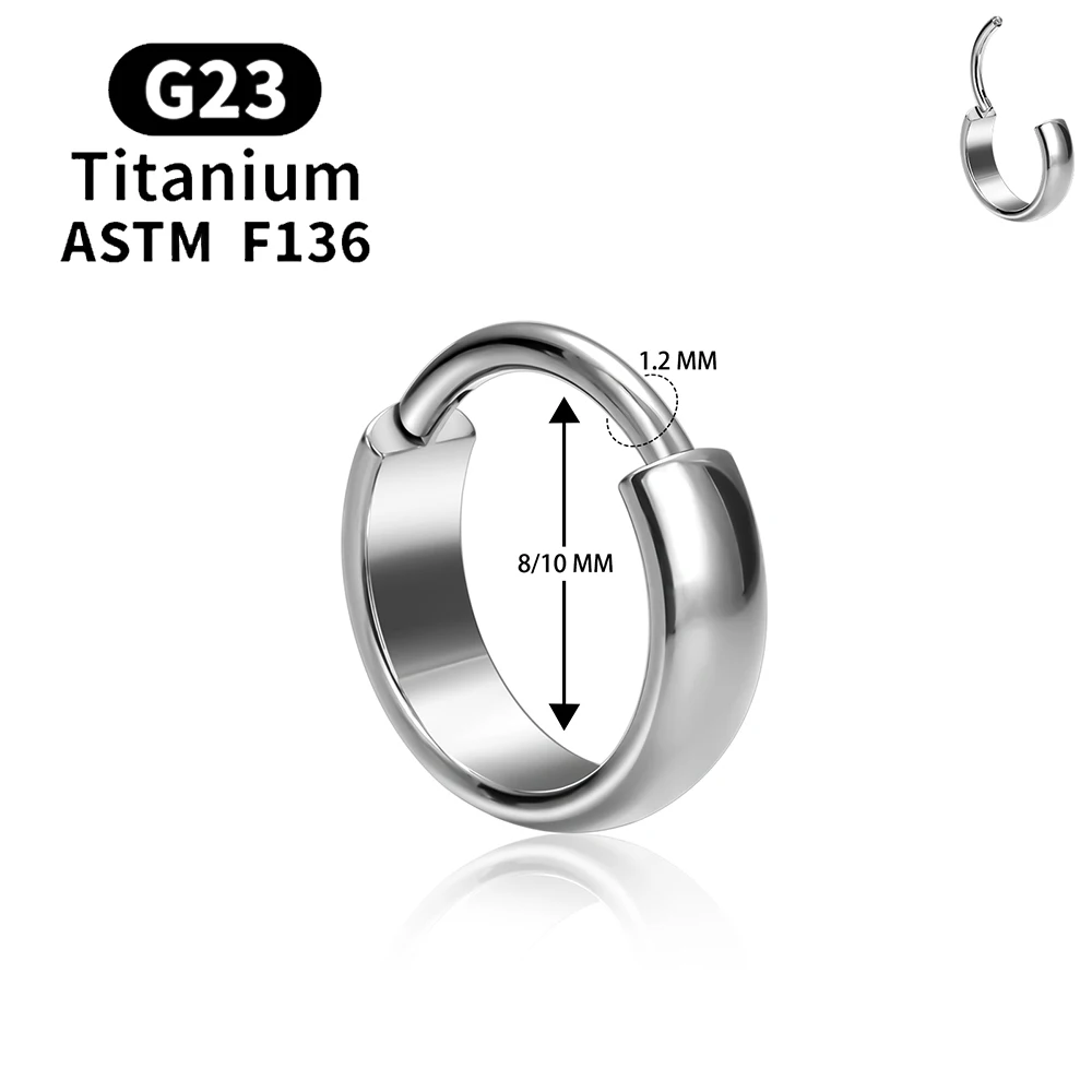 ASTM F136 G23 티타늄 피어싱 라운드 이어링 후프 16G 힌지드 세그먼트 셉텀 노즈 링 트라거스 연골 헬릭스 바디 주얼리