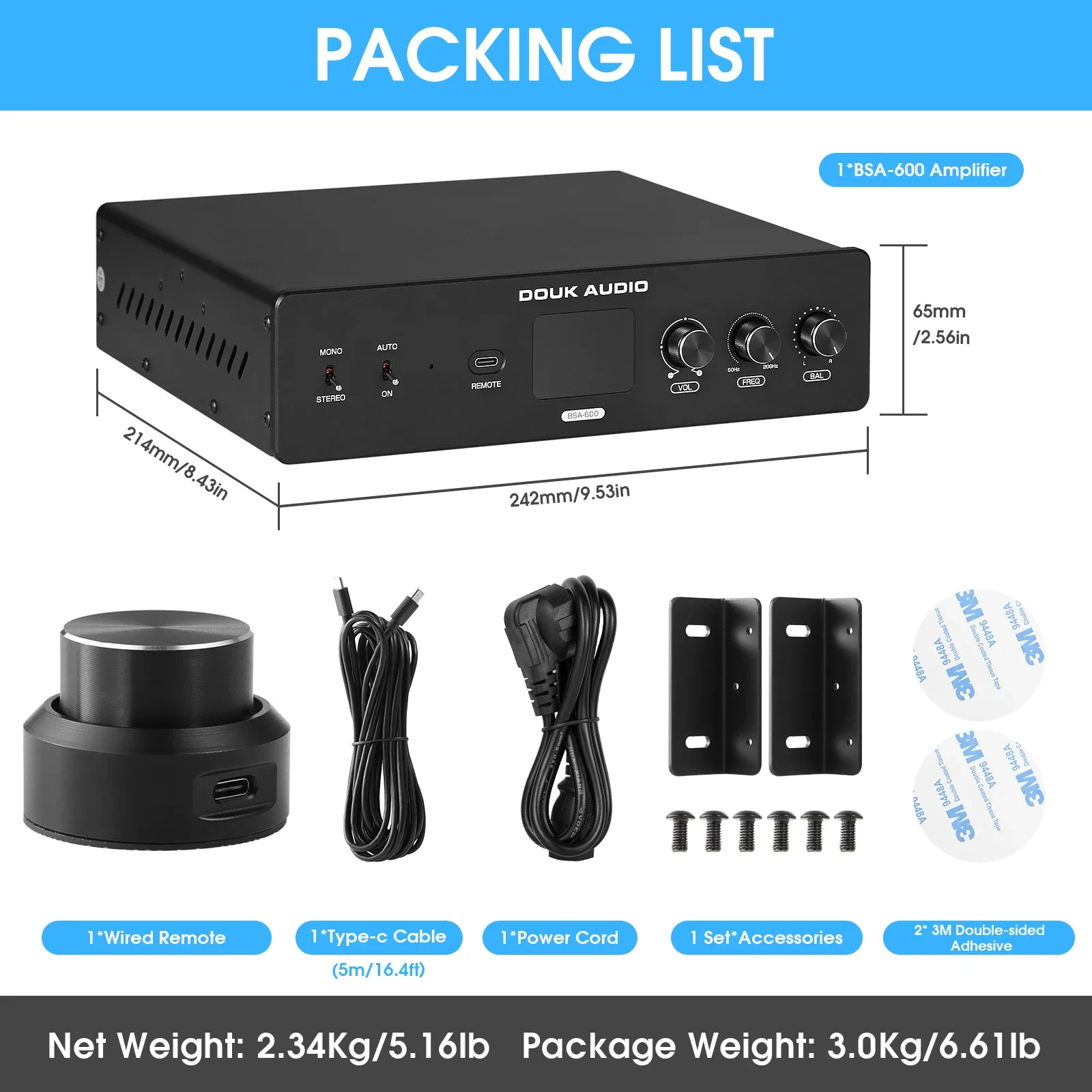 Douk Audio BSA-600 ブリッジ ステレオ/モノラル ベース