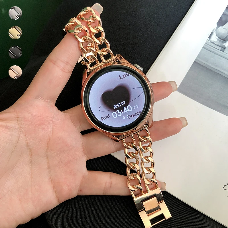 Pasek Ze Stali Nierdzewnej Kobiet Do Samsung Galaxy Zegarek 5 45Mm 4 Klasyczne 42Mm Biegów S3 Bransoletka Dla Huawei Gt 3 43 46Mm 2E Pro Zespół