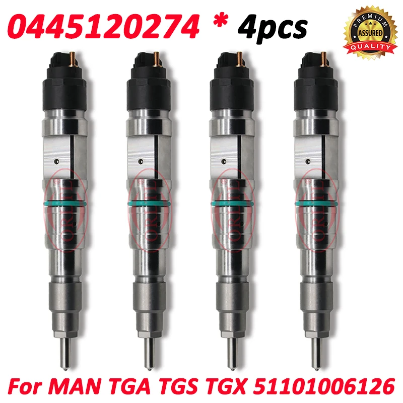 

4pcs 0445120274 Diesel Fuel Nozzle 0 445 120 274 New Injector 0986435526 For Man TGA TGS TGX 51101006126 51101006064 51101009126
