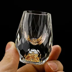 Elegant Crystal Glass Vodka & Liqueur Gift Tumbler with Gold Foil Accent - 15ml (1pc)