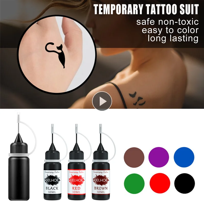10ml Henna Tattoo Juice Ink Temporary Natural Organic Fruit Gel For Body Paint 6 Colors