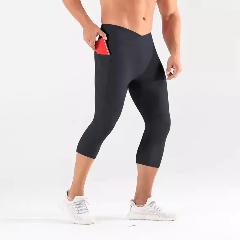 Men Kid Boy Girl GYM Capri Running Tight Pants Basketball Football Soccer Exercise Sport 3/4 Cropped Kneelet Leggings Shorts 562 sports shorts sports leggings compression pants