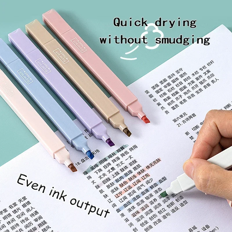 6pcs/set Double-headed Highlighter Kawaii Stationery Color Marker School Supplies Student Marker Textbook Highlighter highlighter marker highlighter pen marker pen art marker contour marker