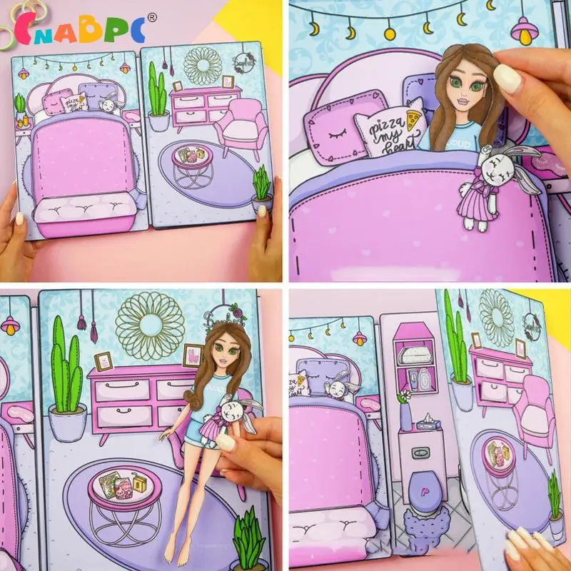 1pc Kawaii Quiet Book Girl Dress Up Sticker Handmade DIY Puzzle Toys Squeeze Books Toy Material Pack For Children Gifts paper craft toys puzzle toys craft toys