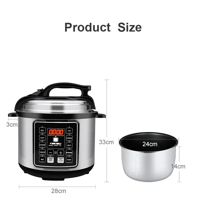 Multifunction Electric Pressure Cooker Rice Meat Soup Cooking Intelligent Reservation Non-Stick Kitchen Pot For 110v 220v 6