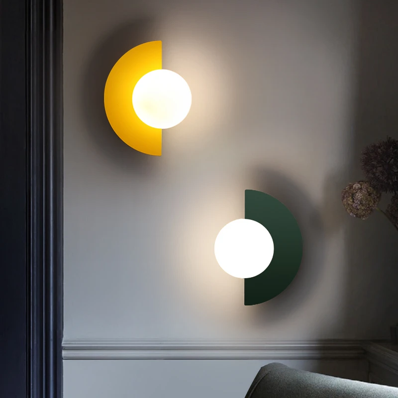 Background Home Decoration Wall Lamps Plastic Ball Lampshade G9 Bulb Round Sconce Light LED Bedroom Corridor Night Sconce Lustre 6