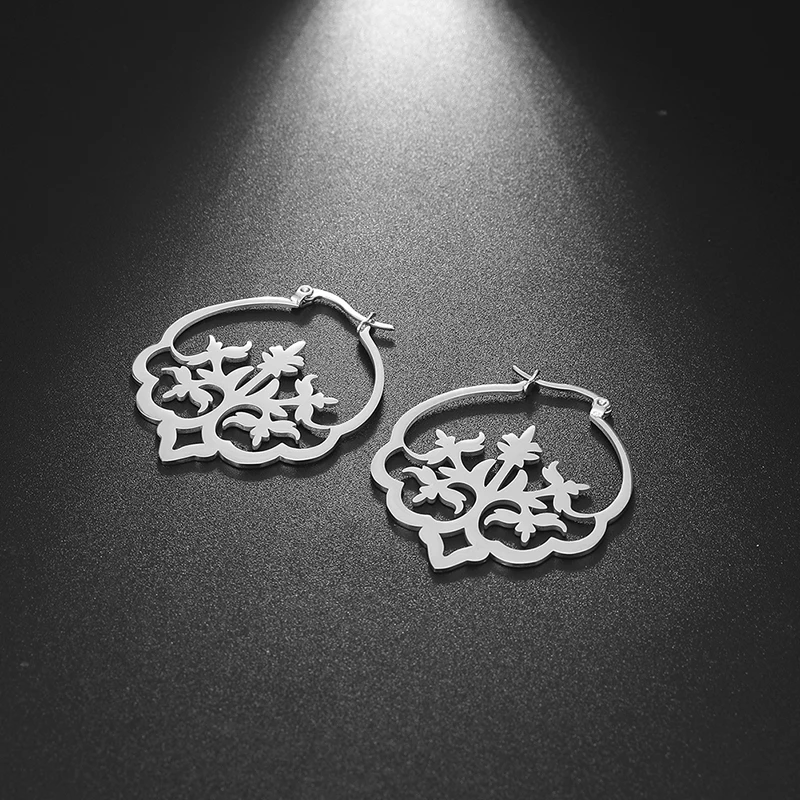 Vintage Spinne Creolen für Frauen Mädchen Edelstahl Gold Farbe Baum Blume baumeln Ohrring Modeschmuck Trend – Detail 20