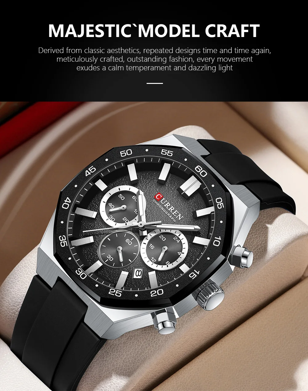 Montre à quartz classique pour homme, multifonctionnelle, lumineuse, chronographe, calendrier, étanche, sport, mode._voghion.com