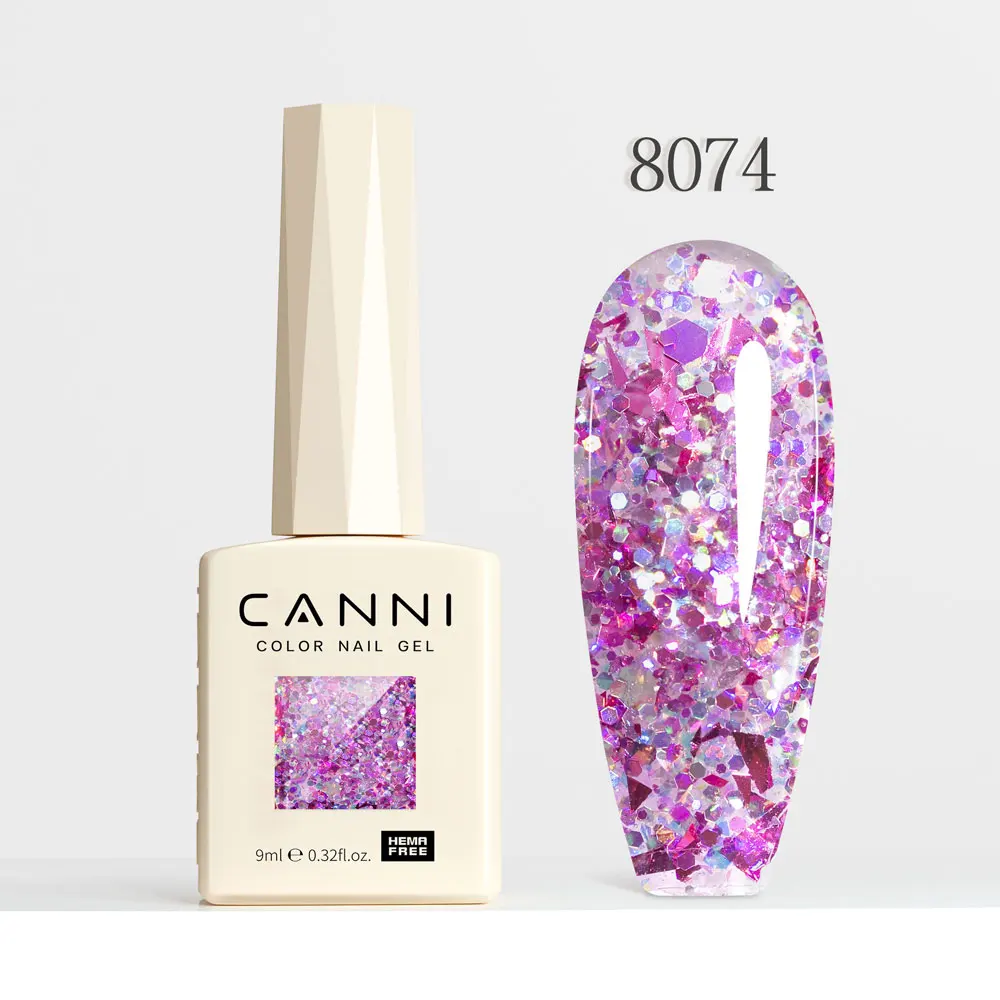 CANNI Super Glossy Glitter Cat Eye Nail Gel Polish - Hema Free Diamond Top Coat, Semi-Permanent UV LED Varnish