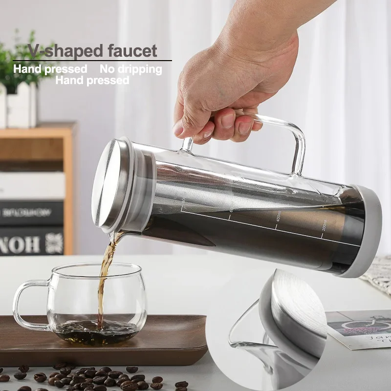 Cold Brew Iced Coffee Maker Tea Infuser 800ML With Coffee Filter Airtight Cold Brew Pitcher