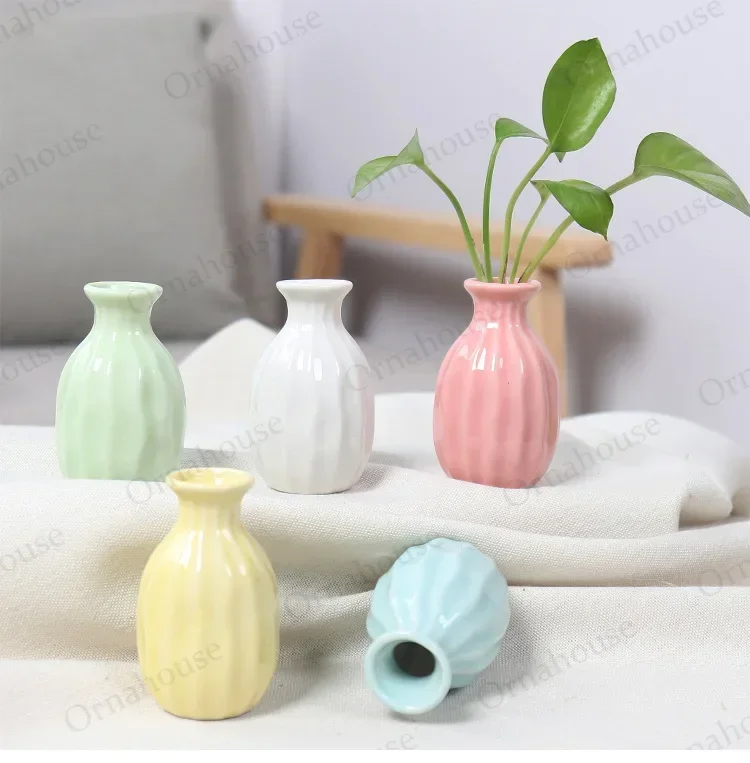 1PC Nordic Style Mini Modern Flower Vase Home Decoration Living Room Ceramic Home Decoration Floreros Vintage Flower Pot Vases