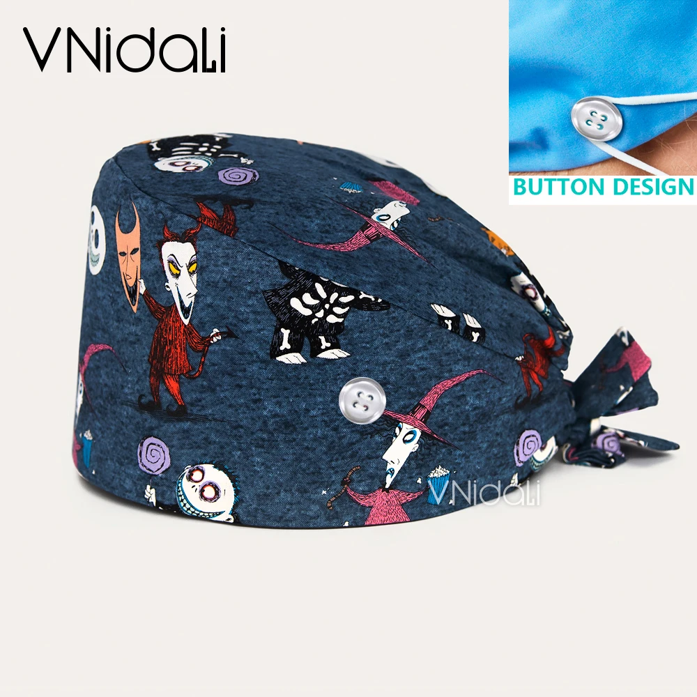 Медицинские аксессуары для хирургической хирургии, Шапочка-скраб с мультяшным принтом, модель 100%, хлопковая шапочка-скраб для доктора