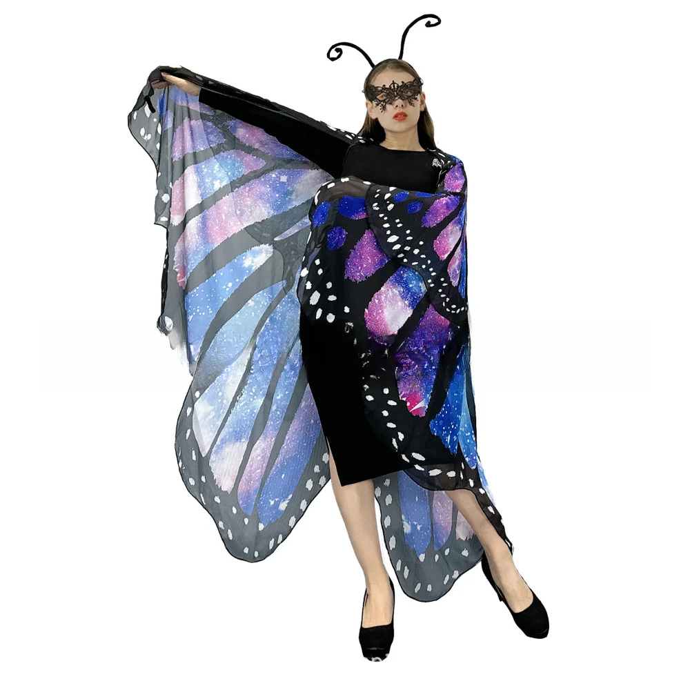 Déguisement Ailes De Papillon Adulte - Cape Châle Avec Masque Pour Fête, Carnaval Et Halloween - Coloré Et Fluide