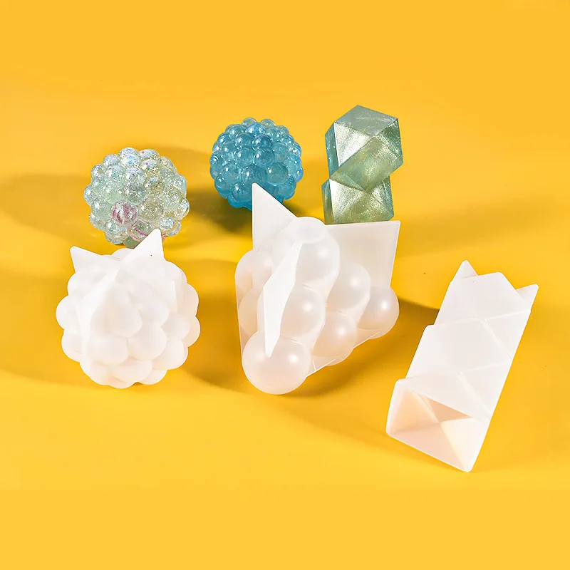 Silicone Mold Silicone Candle Mold Aromatherapy Candle Mold Silicone Candle Molds Candle Mold DIY Ball Wave Point Spherical Bubble Ball Candle Mold Geometric Pyramid Shape Scented Candle Making Supplies Handmade Soap Molds