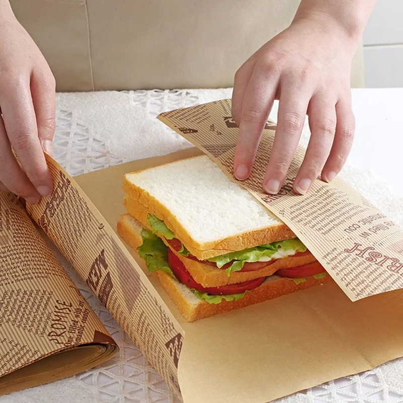 50/100pcs Oil Proof Wax Paper for Food Baking Barbecue Burger Fries Bread Baking Paper Plate Mat supplies