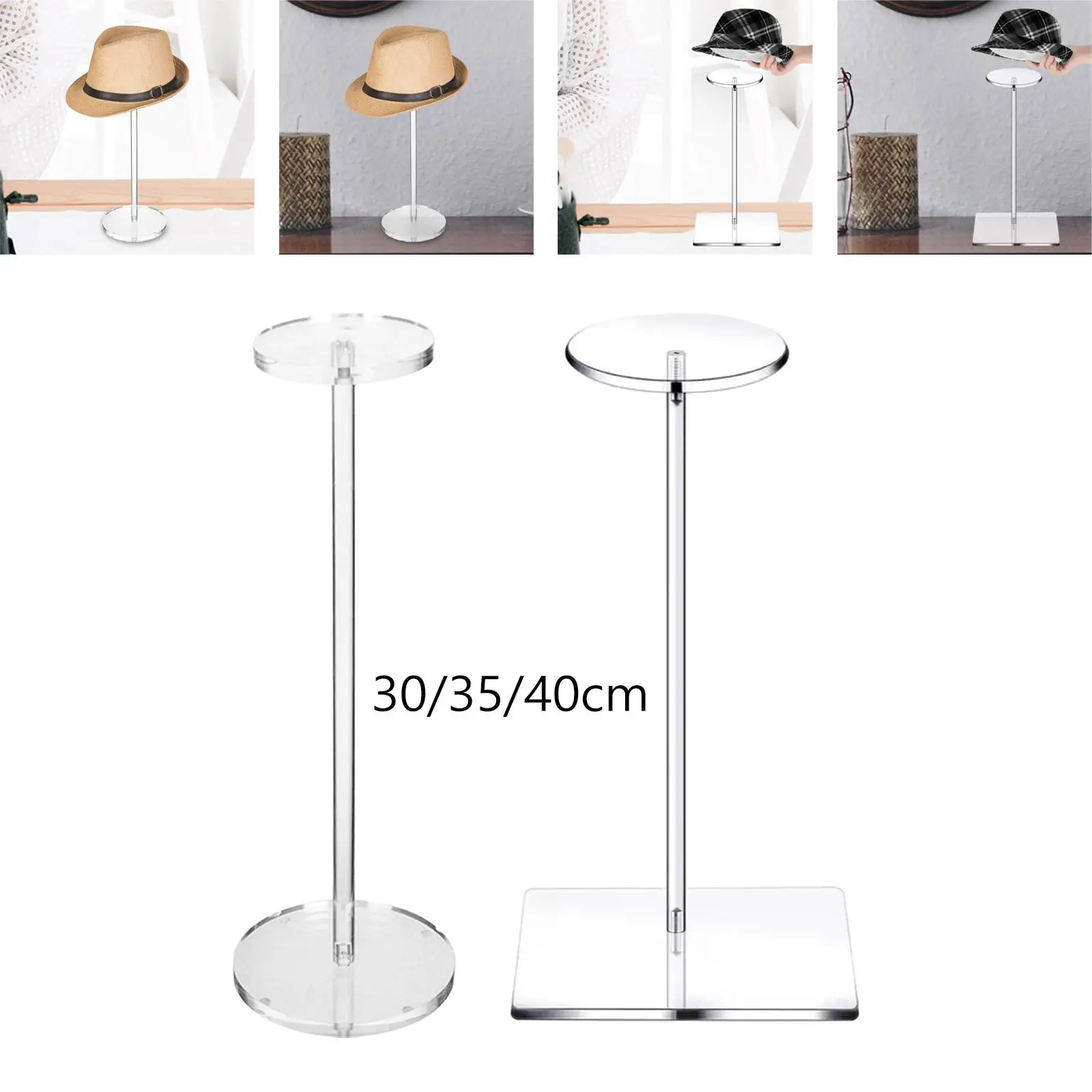 Acrylic Hat Stand Hat Display Rack Clear Wig Stand Freestanding Baseball Hat Rack for Jewelry Various Hats Wig Cowboy Hat Market