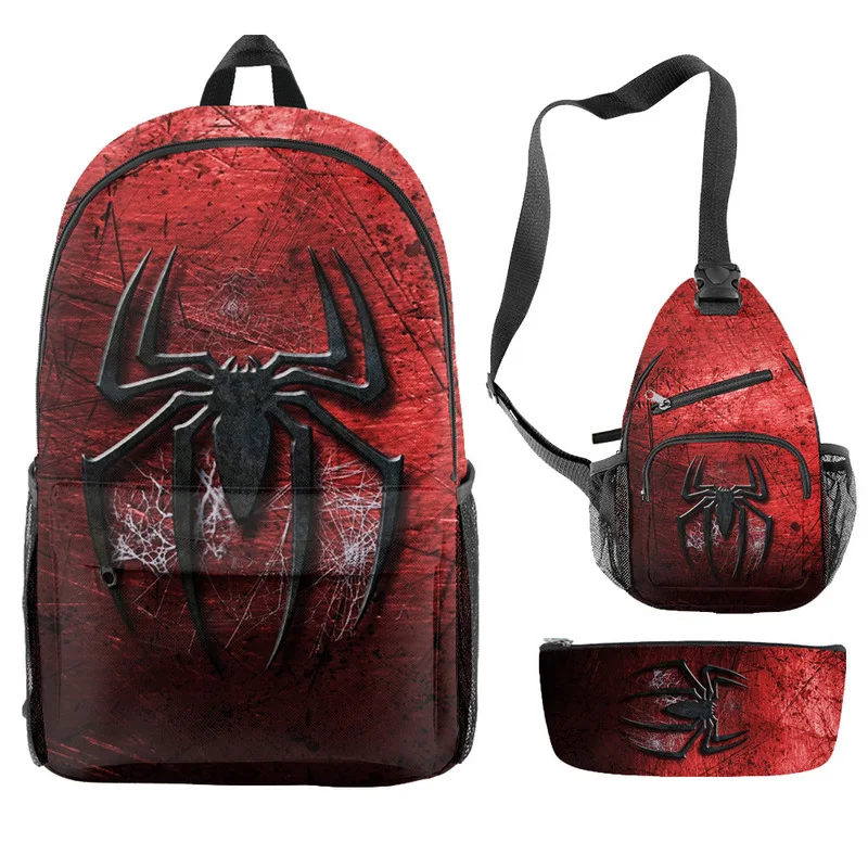 

New 3 Pcs Disney Spider Man Backpack Set Anime Cartoon Marvel Spider Man Schoolbag Crossbody Pencil Case School Supplies