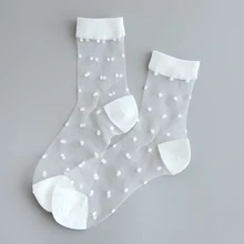 1Pair Invisible Short Socks Elastic Hosiery Candy Color Socks Silk Polka Dot Mesh Transparent Casual 