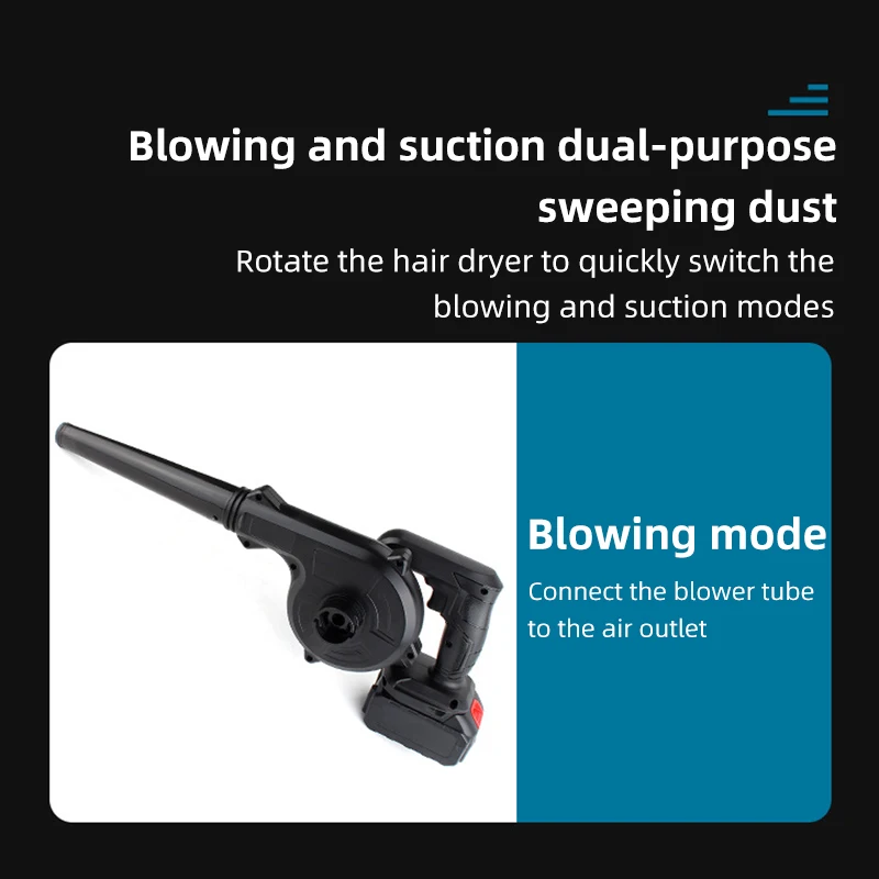 21V Air Blower 2-in-1 Blowing & Suction Cordless Lithium Battery Leaf Blower Dust Collector For Pet Hair Car 0-40000RPM 2