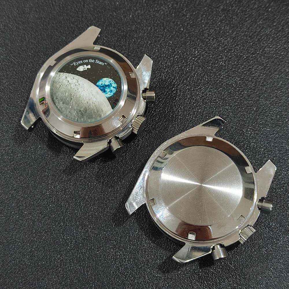 For VK63 Case Moon Watch Case 39.7MM Moon Pattern Back Chronograph