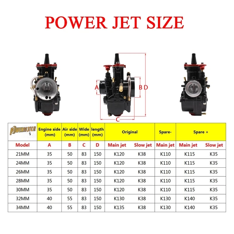 PWK Carburateur Universel 24 Mm 50 Cc-100 Cc 2T 4T Pour Moto, VTT, Quad
