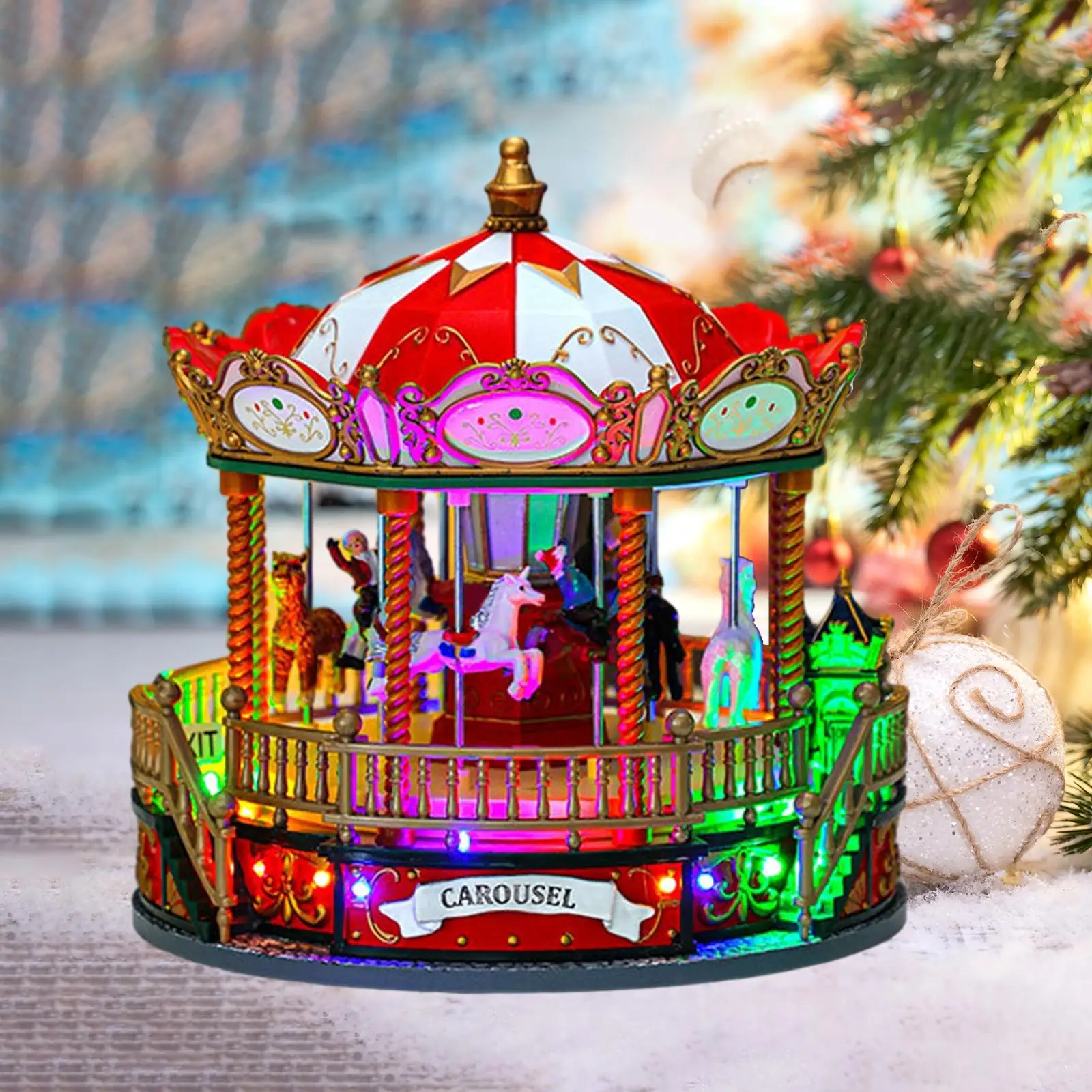Christmas Carousel Music Box Carousel Figurine Animated