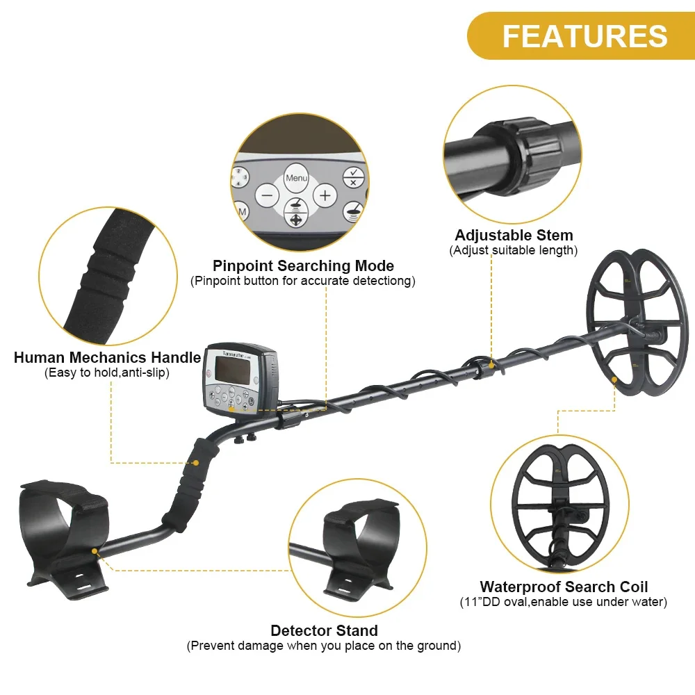 TC-800 Metal Detector High Sensitivity Professional Gold Detector Treasure With Single Frequency Technology