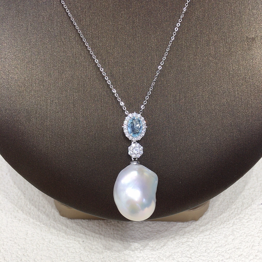 ZHBORUINI Barockperlen-Anhänger mit farbigem Zirkon, Süßwasserperle, verstellbarer Schmuck, universelle Schnalle, elegantes Geschenk für Frauen – Detail 13